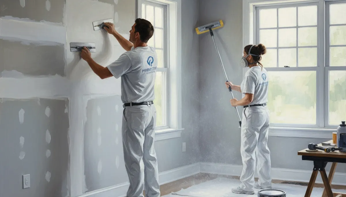 Sarasota, FL painter repairing drywall cracks and holes for a home service project