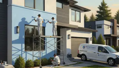 Sarasota, FL house painter applying exterior paint for coastal home protection