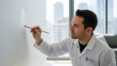 Sarasota, FL painter repairing wall scuffs and touch-up paint for a refreshed home interior