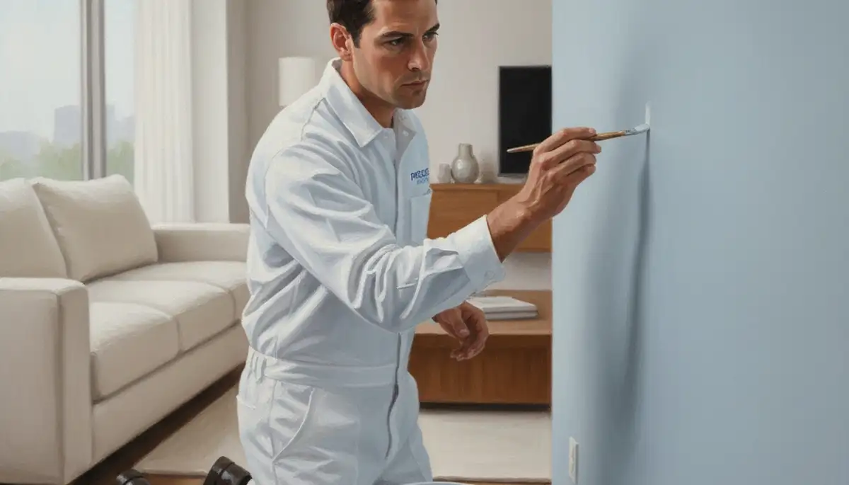 Sarasota, FL painter repairing paint touch-ups on a home exterior for a fresh, clean finish